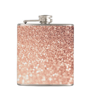 Dreamy Rose Gold Glitter - Peach Glittereffect Hip Flask