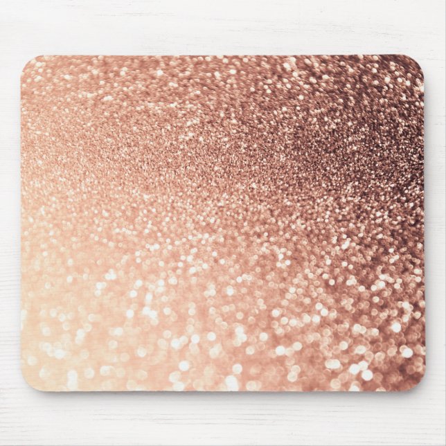 Dreamy Rose Gold Glitter - Peach Glittereffect Mouse Pad (Front)