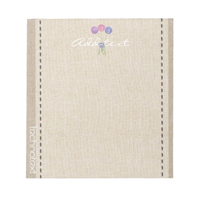 Dreamy Roses Linen Look Add Text Gardener Notepad (Front)