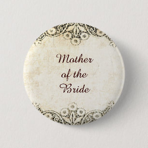 Dreamy rustic vintage lace 6 cm round badge