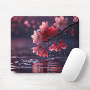 Dreamy Sakura Blossom Over Water – Japanese Cherry Mouse Pad
