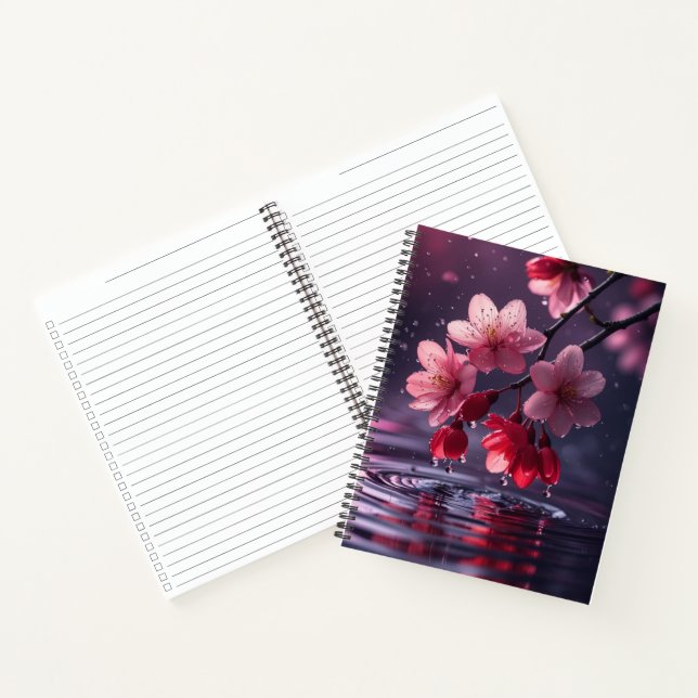 Dreamy Sakura Blossom Over Water – Japanese Cherry Notebook (Inside)