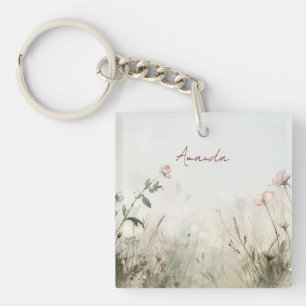 Dreamy Scene of Spring Flowers Key Ring