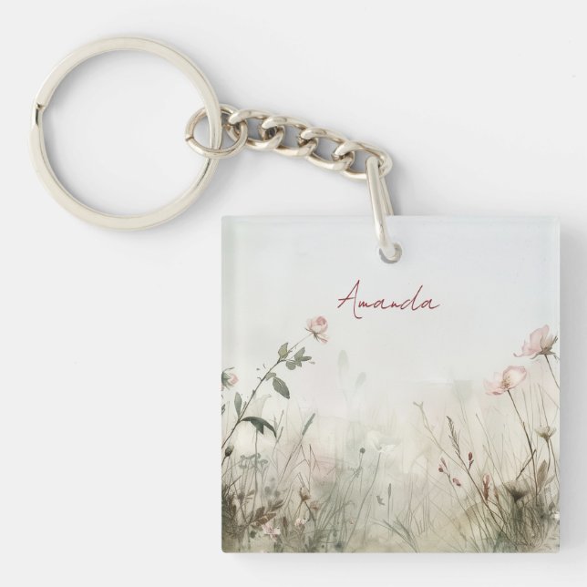 Dreamy Scene of Spring  Flowers Key Ring (Front)