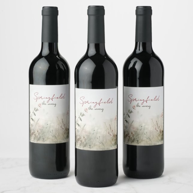 Dreamy Scene of Spring  Flowers Wine Label (Bottles)