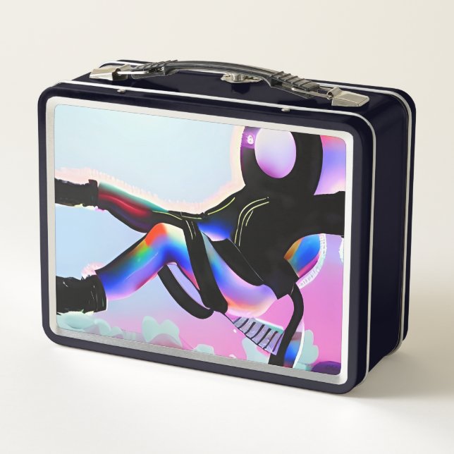 Dreamy Science Fiction Robot Art Metal Lunch Box (Back)