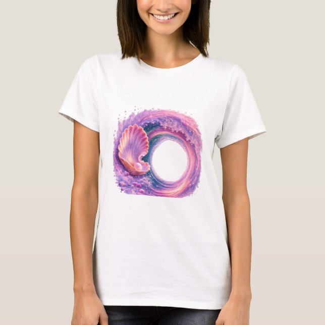 Dreamy Seashell Wave Fantasy Art – Tropical Ocean  T-Shirt (Front)