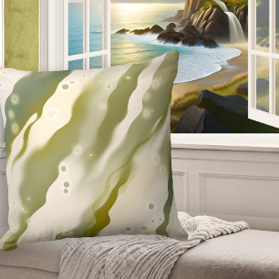 Dreamy Seaweed Abstract Green Art Pattern Pillow