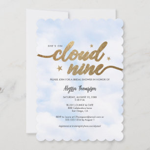 Dreamy She's on Cloud 9 Bridal Shower Clouds arch Invitation