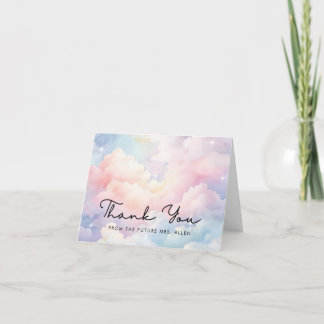 Dreamy She's On Cloud 9 Bridal Shower Thank You Card