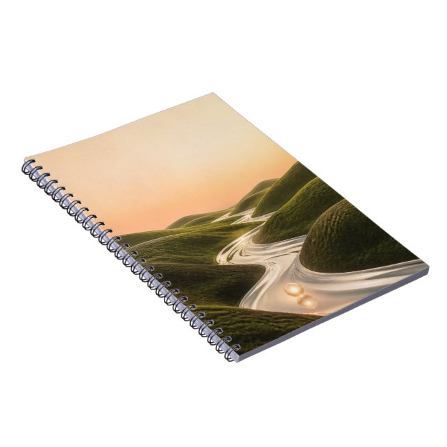 Dreamy Silver River Green Hills Minimal Nature Spi Notebook (Right Side)
