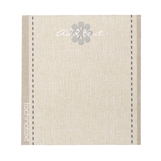 Dreamy Silver Snowflake Linen Look Add Text Notepad (Front)