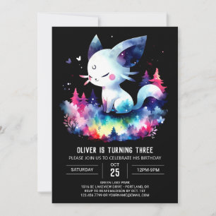 Dreamy Simple Cat Birthday Invitation