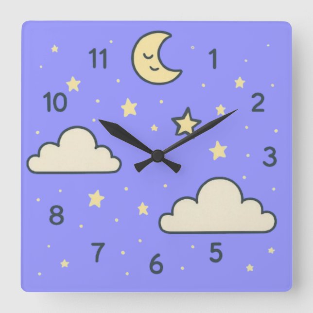 Dreamy Sky – Baby Room Wall Clock Design (Front)
