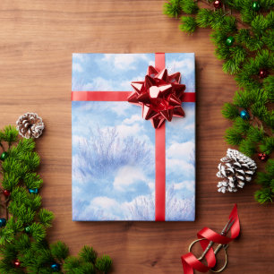 Dreamy Sky Blue Lavender Field Watercolor Pattern Wrapping Paper