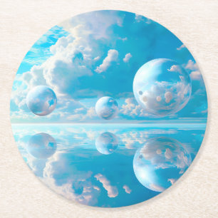 Dreamy Sky Surreal Nature Landscape Round Paper Coaster