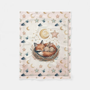 Dreamy Sleeping Baby Rabbits Under Stars Fleece Bl Blanket