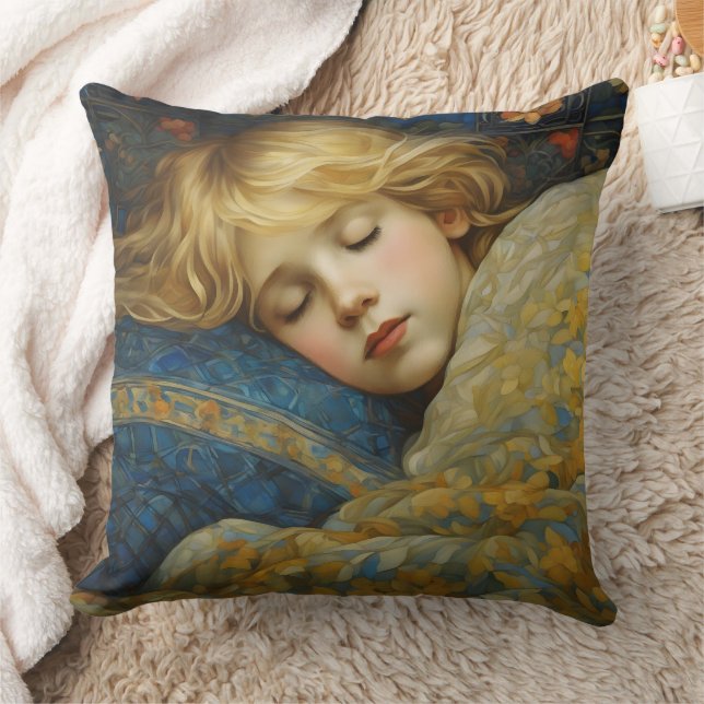 Dreamy Sleeping Child in Floral Quilt Cushion (Blanket)