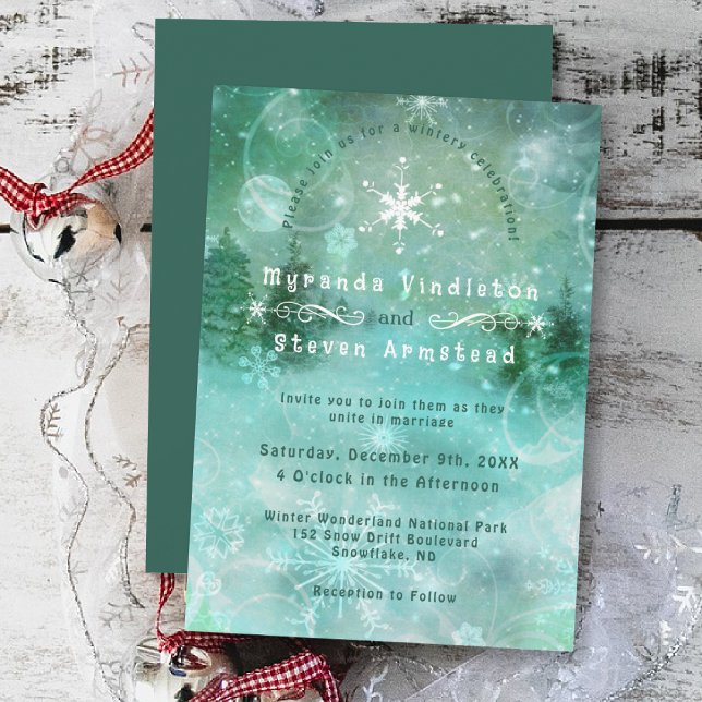 Dreamy Snowy Forest Winter Wonderland Wedding Invitation (Creator Uploaded)