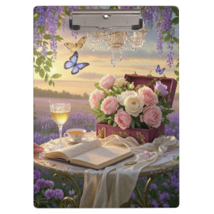 Dreamy, soft-focus scene of a lavish, Floral Clipboard