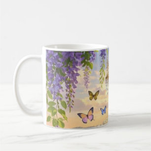 Dreamy, soft-focus scene of a lavish, Floral Coffee Mug