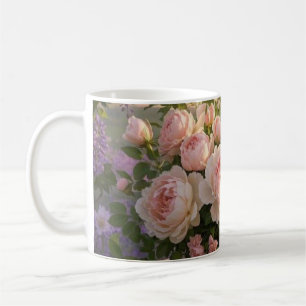Dreamy, soft-focus scene of a lavish, Floral Coffee Mug