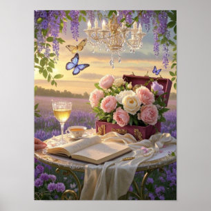 Dreamy, soft-focus scene of a lavish, Floral Poster