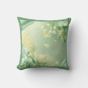 dreamy Soft Sage and Mint Green Floral Cushion