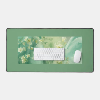dreamy Soft Sage and Mint Green Floral Desk Mat