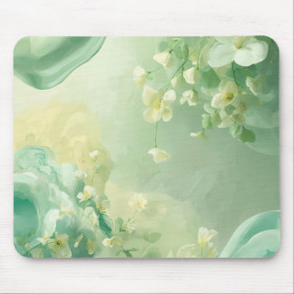 dreamy Soft Sage and Mint Green Floral Mouse Pad