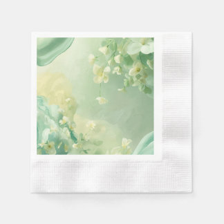 dreamy Soft Sage and Mint Green Floral Napkin