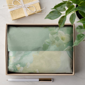 dreamy Soft Sage and Mint Green Floral Tissue Paper