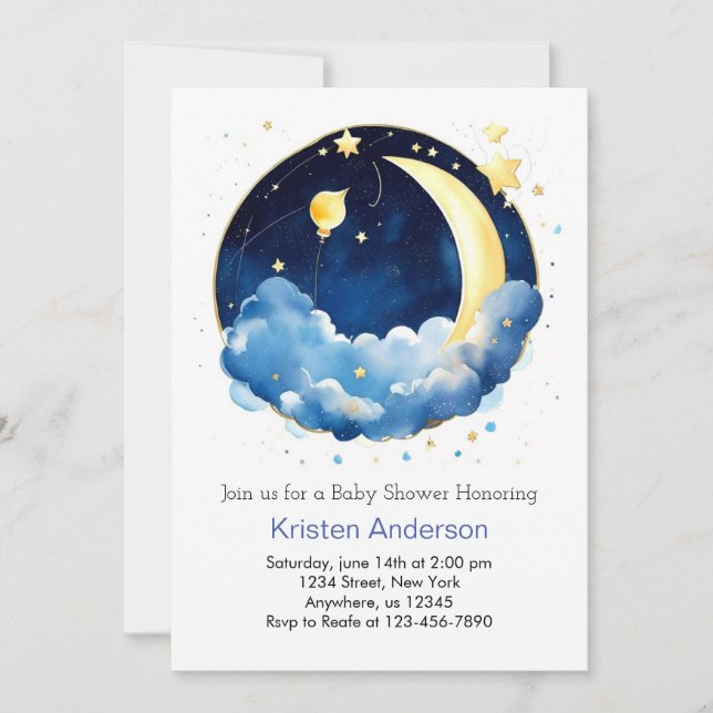 Dreamy Space Blissful Boy Baby Shower Invitation (Front)