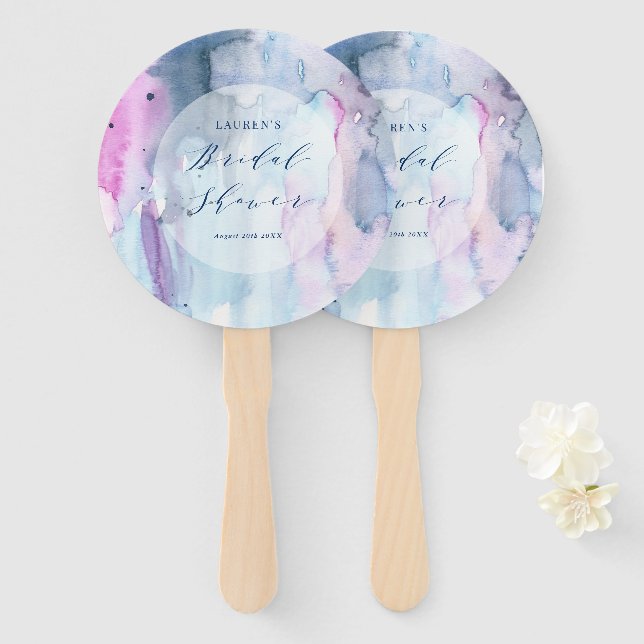 Dreamy Spring Watercolor Bridal Shower Hand Fans (Front and Back)