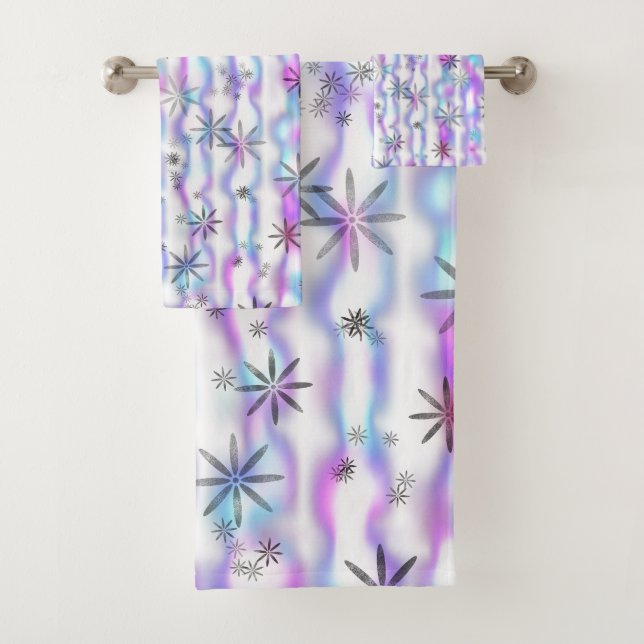 Dreamy Starburst Waves Pattern Bath Towel Set (Insitu)