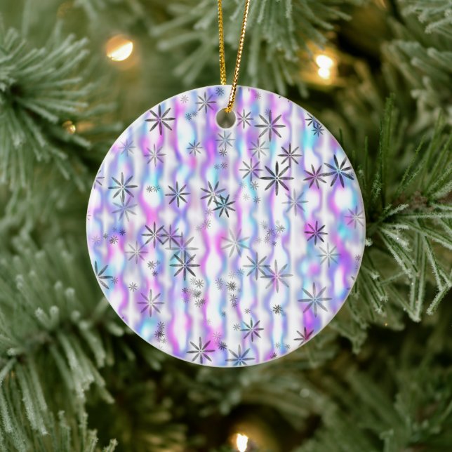 Dreamy Starburst Waves Pattern Ceramic Tree Decoration (Tree)