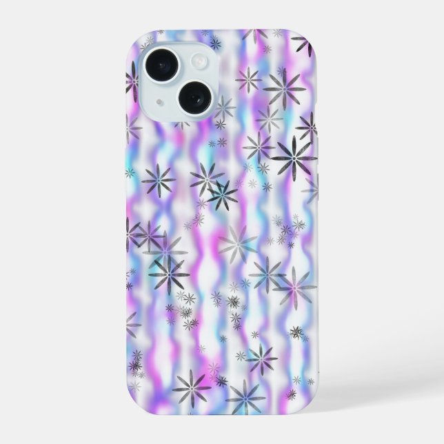 Dreamy Starburst Waves Pattern iPhone 15 Case (Back)