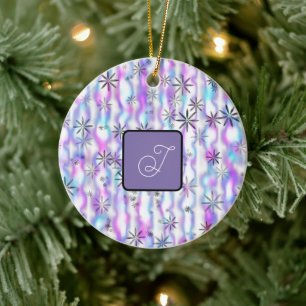 Dreamy Starburst Waves Pattern Personalised Ceramic Tree Decoration