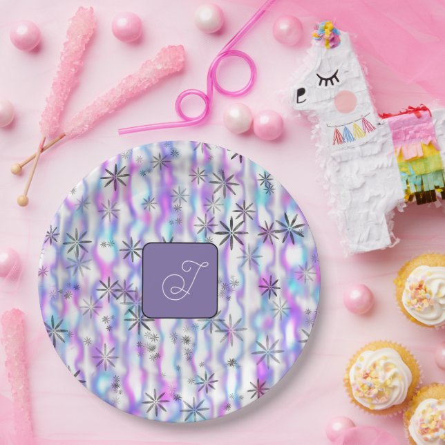 Dreamy Starburst Waves Pattern Personalized Paper Plate (Party)