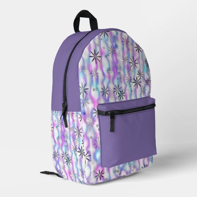 Dreamy Starburst Waves Pattern Printed Backpack (Back Corner Left)