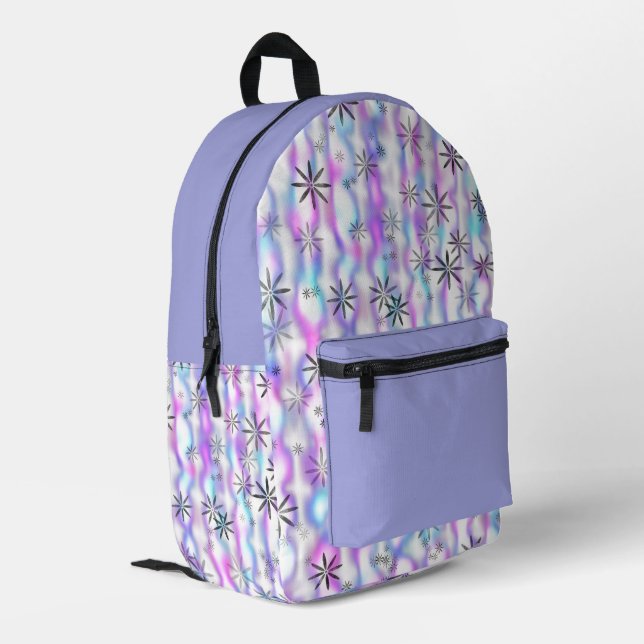 Dreamy Starburst Waves Pattern Printed Backpack (Back Corner Left)