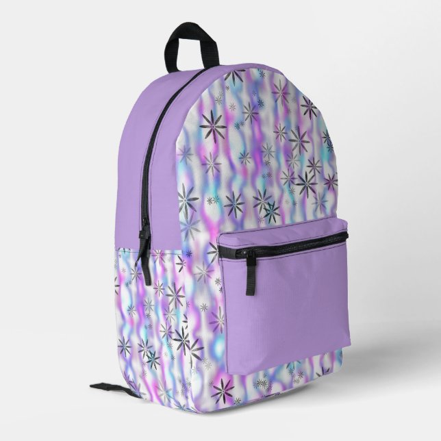 Dreamy Starburst Waves Pattern Printed Backpack (Back Corner Left)