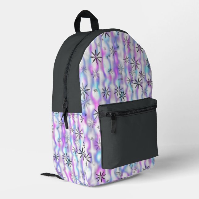 Dreamy Starburst Waves Pattern Printed Backpack (Back Corner Left)