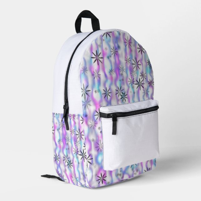 Dreamy Starburst Waves Pattern Printed Backpack (Back Corner Left)