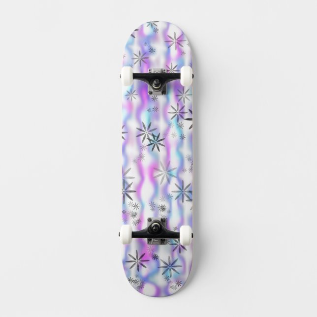 Dreamy Starburst Waves Pattern Skateboard (Front)