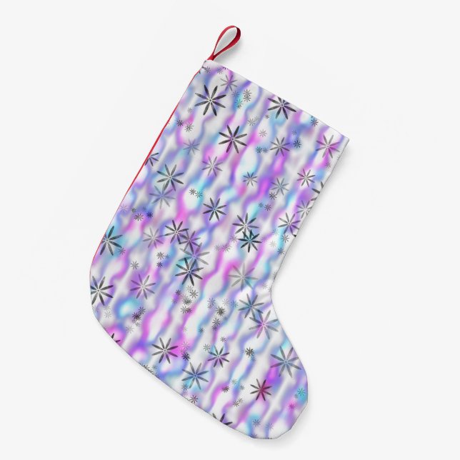 Dreamy Starburst Waves Pattern Small Christmas Stocking (Front (Hanging))