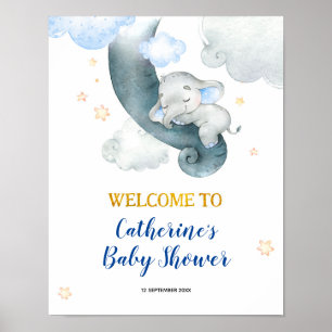 Dreamy Stars Elephant Boy Baby Shower Welcome Sign