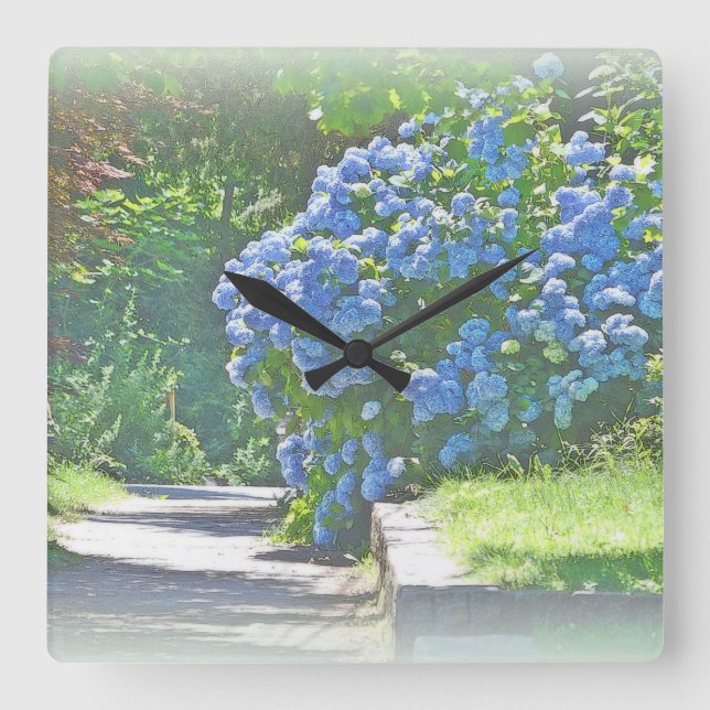 Dreamy Summer Hydrangeas Square Wall Clock (Front)