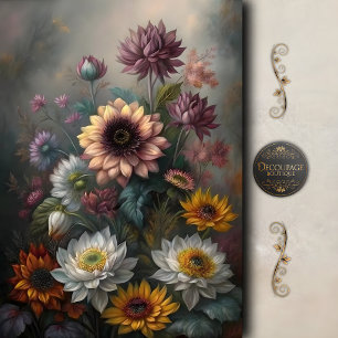Dreamy Sunflower Lotus Floral Decoupage Tissue Paper