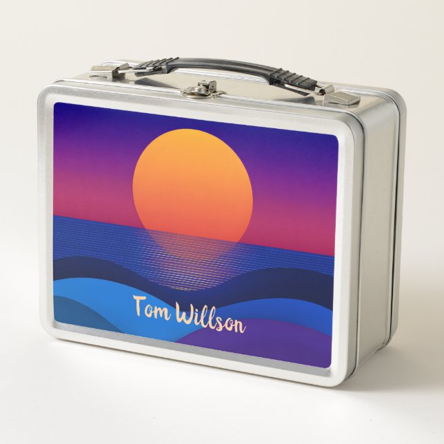 Dreamy Sunset Horizon Personalised Metal Lunchbox (Front)